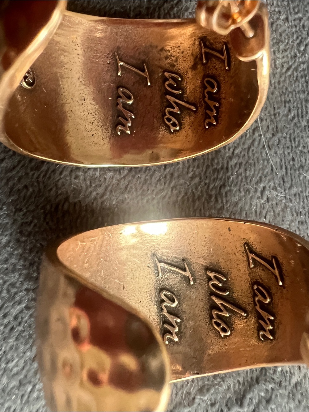 Engraved Copper Cuff Earrings Set - "I Am who I am"
